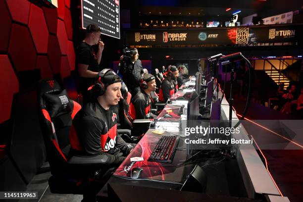 Raptors Uprising Gaming Club plays against Bucks Gaming during the mid-season tournament The Turn on May 10, 2019 at the NBA 2K Studio in Long Island...