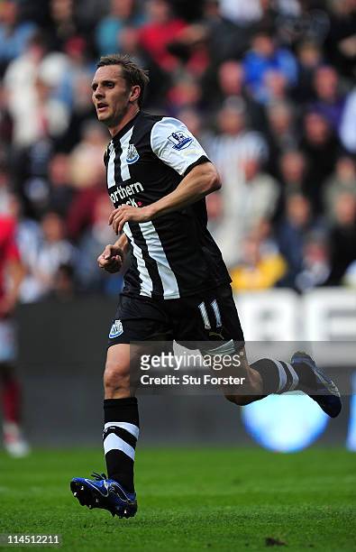 Newcastle player Peter Lovenkrands in action during the Barclays Premier League game between Newcastle United and West Bromwich Albion at St James'...