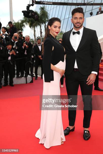 Nabilla Benattia and her husband Thomas Vergara attend the screening of "A Hidden Life " during the 72nd annual Cannes Film Festival on May 19, 2019...