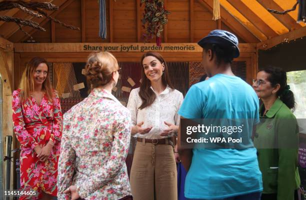 Catherine, Duchess of Cambridge during her visit to the RHS Chelsea Flower Show at the Royal Hospital Chelsea on May 20, 3019 in London, United...