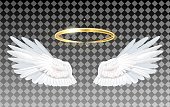 Angel wings icon with nimbus - stock vector