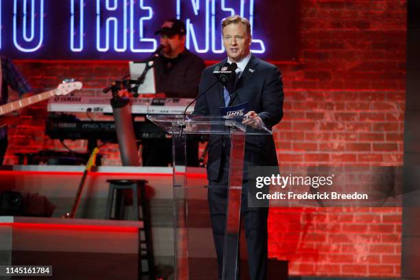 Commissioner Roger Goodell announces San Francisco 49ers picking Nick Bosa second overall by the San Francisco 49ers on day 1 of the 2019 NFL Draft...