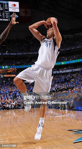 Dallas Mavericks power forward Dirk Nowitzki goes to the basket during the play against the Oklahoma City Thunder during Game Two of the Western...