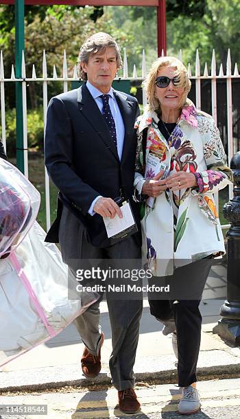 Nigel Havers and Georgiana Bronfman sighted leaving The Chelsea Flower Show at The Royal Hospital on May 23, 2011 in London, England.
