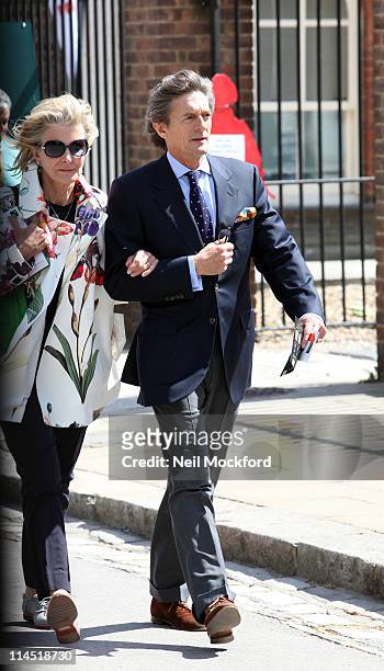 Nigel Havers and Georgiana Bronfman sighted leaving The Chelsea Flower Show at The Royal Hospital on May 23, 2011 in London, England.