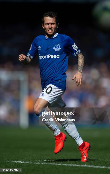 Bernard of Everton in action during the Premier League match between Everton FC and Manchester United at Goodison Park on April 21, 2019 in...