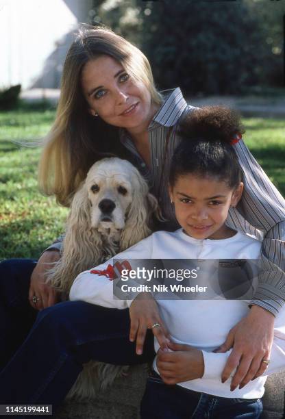 Movie actress Sue Lyon, star of movie "Lolita" at home with her daughter Nona Harrison in Los Angeles, California, circa 1984: