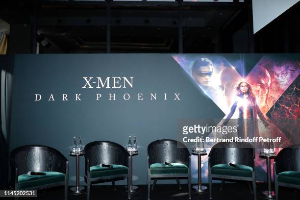 Illustration view during the "X-Men Dark Phoenix" Photocall At Cafe de l'Homme on April 26, 2019 in Paris, France.