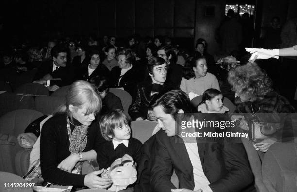 French actor Alain Delon with his wife actress Nathalie Delon and their son Anthony at the premiere of the film Tintin, in Paris.