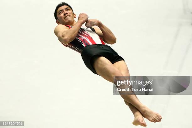 Kenzo Shirai of Japan competes on the floor during day one of the 73rd All Japan Artistic Gymnastics Individual All-Around Championships at Takasaki...