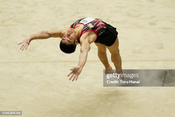 Kenzo Shirai of Japan competes on the floor during day one of the 73rd All Japan Artistic Gymnastics Individual All-Around Championships at Takasaki...