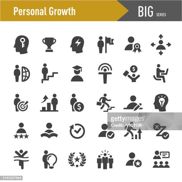 illustrazioni stock, clip art, cartoni animati e icone di tendenza di icone di crescita personale - grande serie - unicità