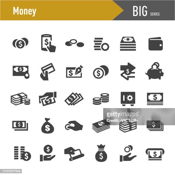 illustrazioni stock, clip art, cartoni animati e icone di tendenza di icone del denaro - grande serie - valuta