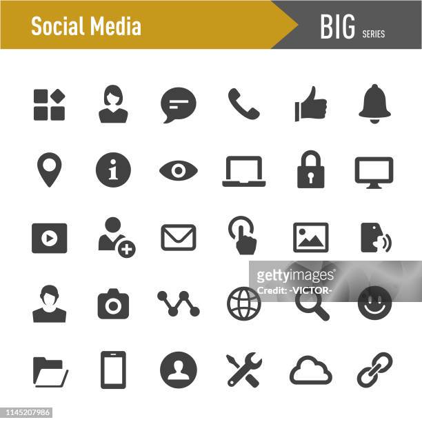 social media tools icons - big series - information medium stock illustrations