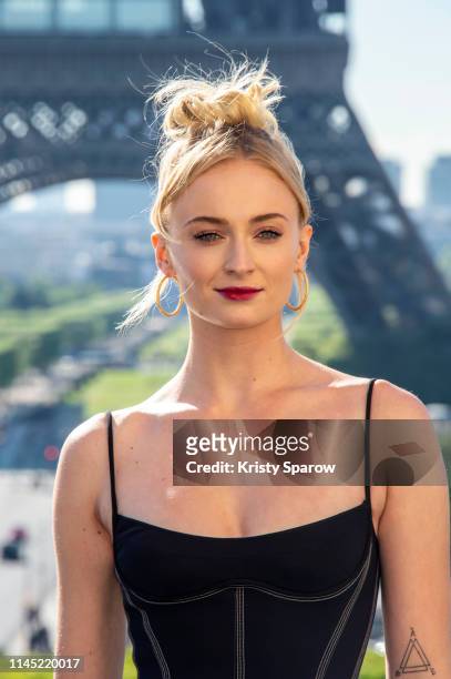 Actress Sophie Turner attends the "X-Men Dark Phoenix" Photocall At Cafe De L'Homme on April 26, 2019 in Paris, France.