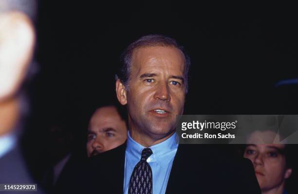 Senator from Delaware and Senate Judiciary Committee chairman, Joe Biden, following the vote confirming the nomination of Judge Clarence Thomas to...