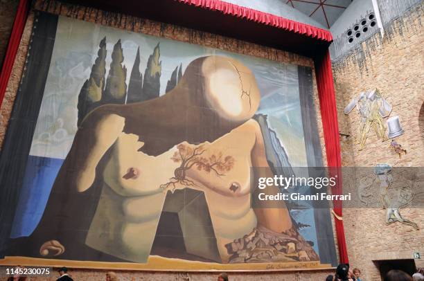 View of Salvador Dali's backdrop painting for 'Labyrinth' , in the courtyard of the Teatre-Museu Dali , dedicated to the artist, Figueras, Gerona,...