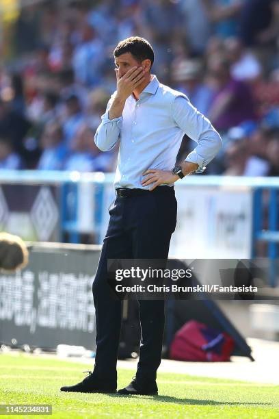 Watford manager Javi Gracia looks on during the Premier League match between Huddersfield Town and Watford FC at John Smith's Stadium on April 20,...