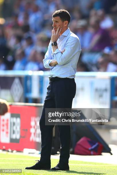 Watford manager Javi Gracia looks on during the Premier League match between Huddersfield Town and Watford FC at John Smith's Stadium on April 20,...