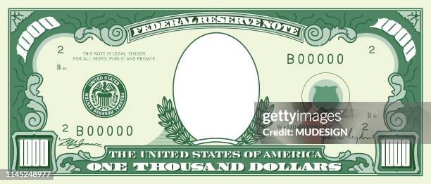 paper money frame. one thousand dollar - 1000 stock illustrations