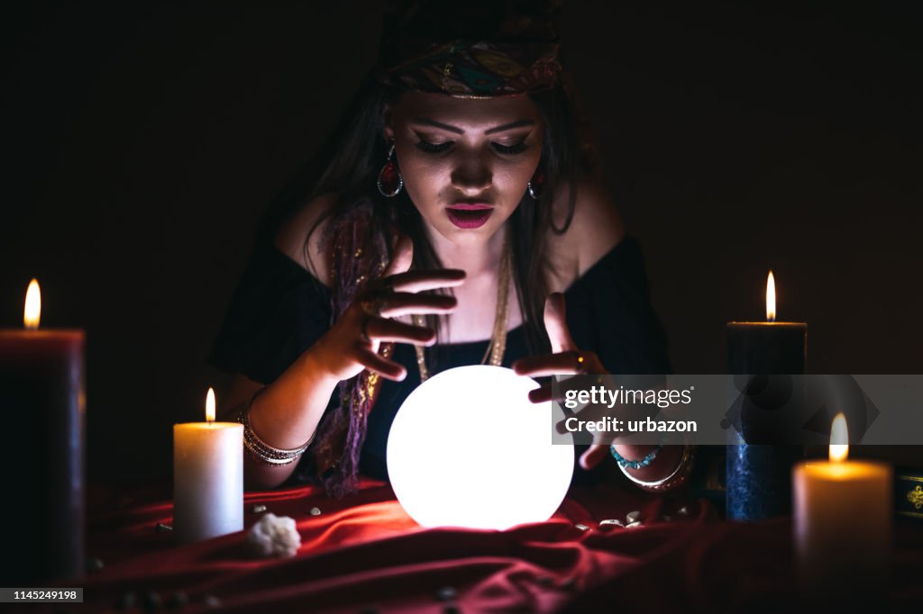 Fortune teller and crystal sphere