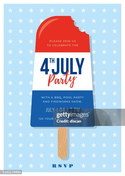 bildbanksillustrationer, clip art samt tecknat material och ikoner med popsicle 4 juli inbjudan - american 4th july celebrations