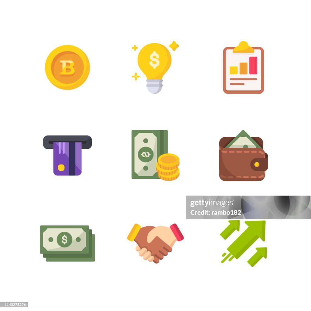 Money and Finance Flat Vector Icons. Pixel Perfect. For Mobile and Web.