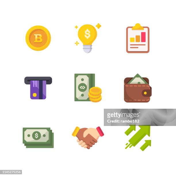 money and finance flat vector icons. pixel perfect. for mobile and web. - wallet stock illustrations