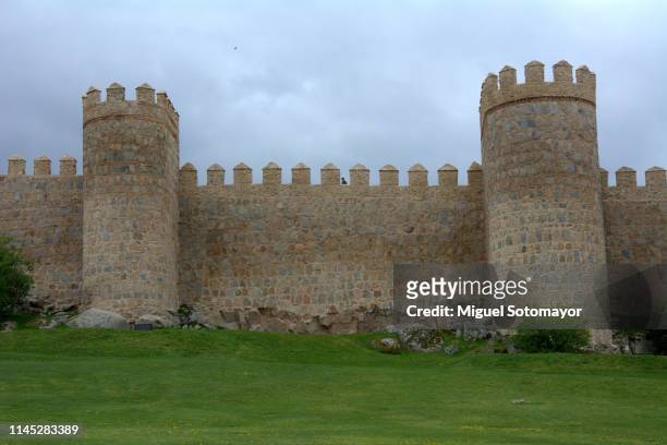 walls of avila - castle wall fotografías e imágenes de stock