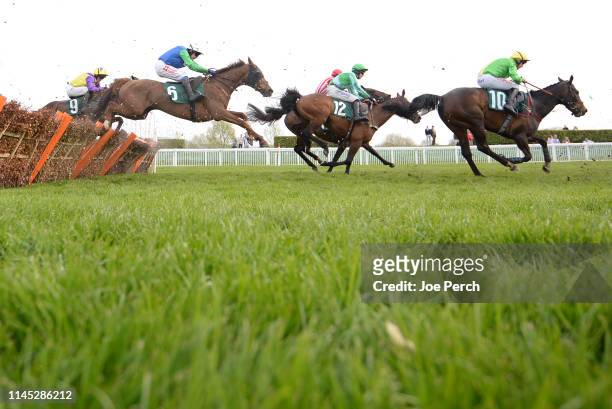 River Arrow ridden by Ben Poste, Timeforben ridden by Tom Scudamore, Bonza Girl ridden by Rex Dingle and Talent to Amuse ridden by Leighton Aspell...