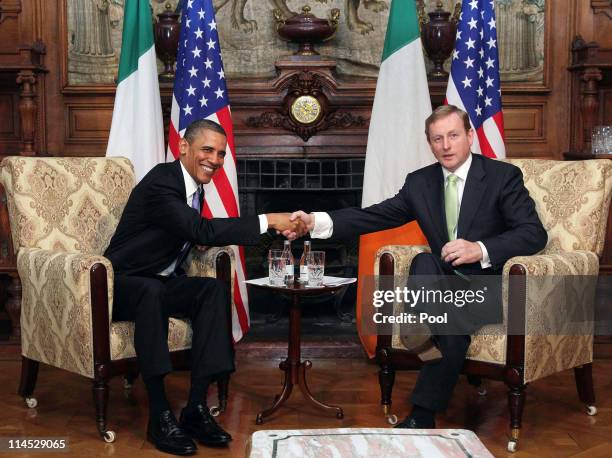 President Barack Obama meets with Taoiseach Enda Kenny at Farmleigh, where the two held talks, on May 23, 2011 in Dublin, Ireland. U.S. President...