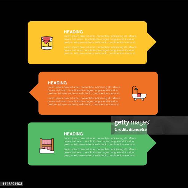 home improvement infographic with thin line icons - plastering services stock illustrations