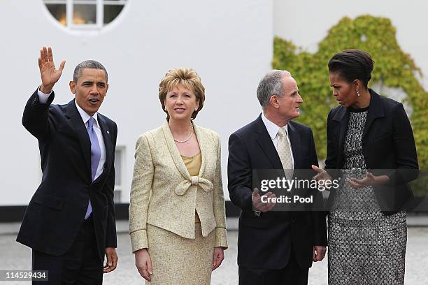 President Barack Obama, Irish President Mary McAleese, Dr. Martin McAleese and first lady Michelle Obama meet at Aras an Uachtarain, the official...