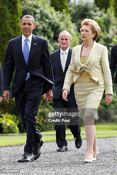 President Barack Obama and Irish President Mary McAleese depart Aras an Uachtarain, the official residence of the President of Ireland, ahead of Dr....