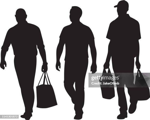 illustrazioni stock, clip art, cartoni animati e icone di tendenza di uomini che camminano in avanti silhouette - fianco a fianco