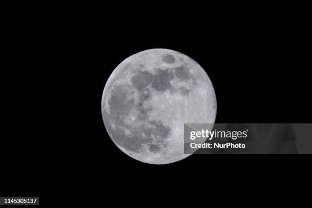 The Blue Moon, a full moon phase, the astronomical phenomenon as seen from Tenerife Island, Canary Islands in Spain on May 18, 2019.