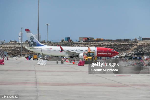 Norwegian Air International Boeing 737 MAX 8 airplane with registration EI-FYI in Tenerife South - Reina Sofia International Airport TSF GCTS in...