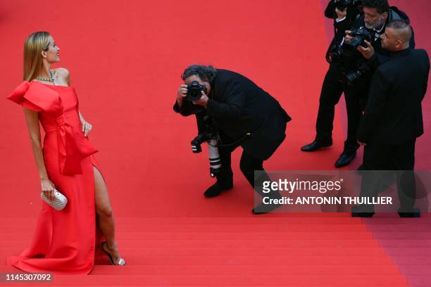 Czech model Petra Nemcova poses as she arrives for the screening of the film "La Belle Epoque" at the 72nd edition of the Cannes Film Festival in...