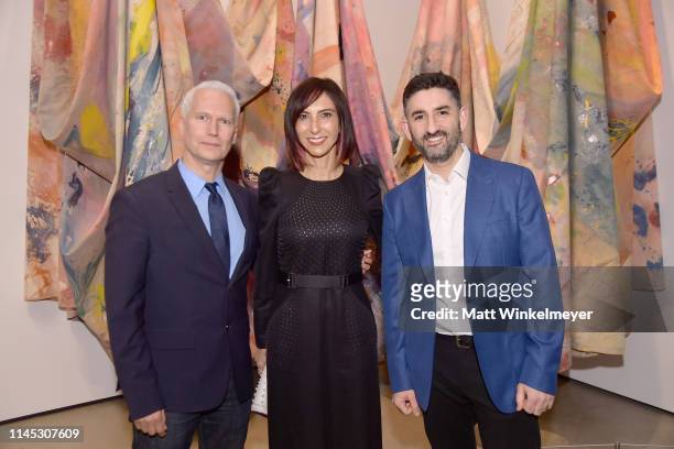 Klaus Biesenbach, Maria Seferian, and Tate Modern Curator of Contemporary Art Mark Godfrey attend The Broad Museum celebration for the opening of...
