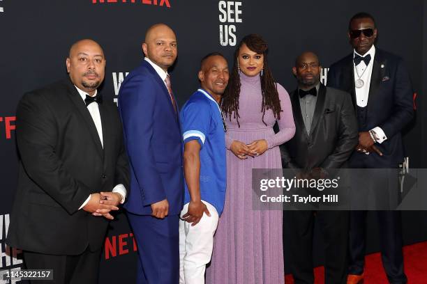 Kevin Richardson, Antron Mccray, Raymond Santana Jr., director Ava Duvernay Korey Wise and Yusef Salaam attend the World Premiere of Netflix's "When...