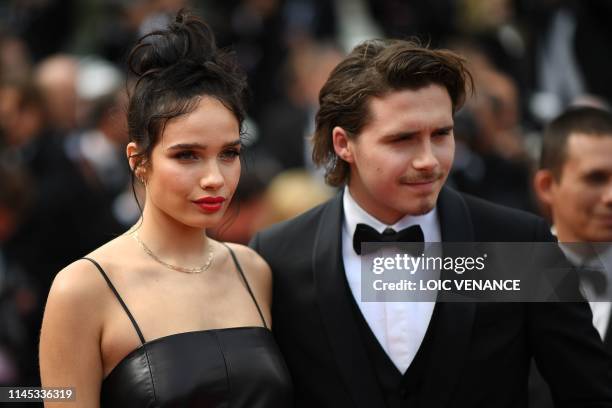 Brooklyn Beckham and British model Hana Cross arrive for the screening of the film "Once Upon a Time... In Hollywood" at the 72nd edition of the...