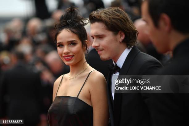 Brooklyn Beckham and British model Hana Cross arrive for the screening of the film "Once Upon a Time... In Hollywood" at the 72nd edition of the...