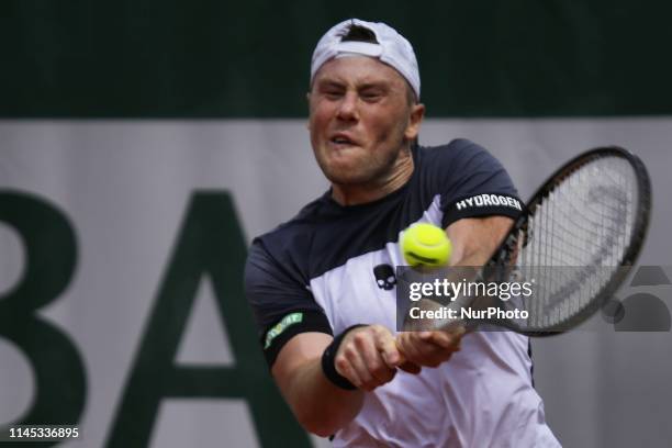 Illya Marchenko during the match between Arthur De Greef of BEL vs Illya Marchenko of UKR in the first round qualifications of 2019 Roland Garros, in...