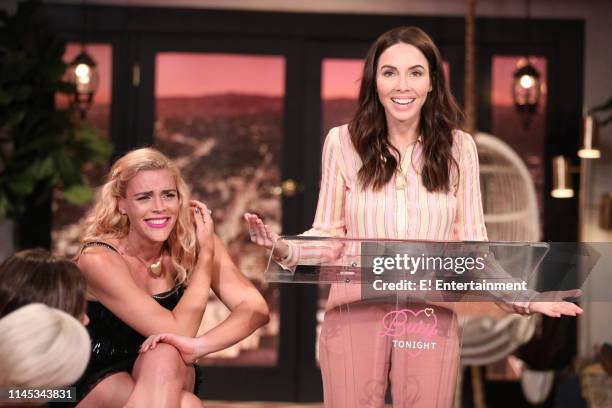 Episode 1104 -- Pictured: Host Busy Philipps and guest Whitney Cummings on the set of Busy Tonight --