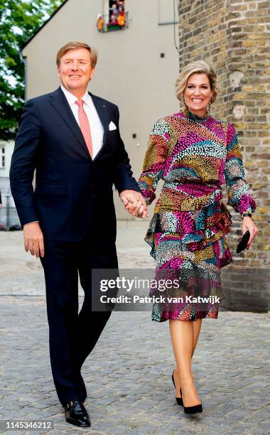 King Willem-Alexander and of The Netherlands and Queen Maxima of The Netherlands attend an literary dinner on May 21, 2019 in Rostock, Germany.