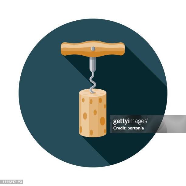 corkscrew and cork wine icon - corkscrew stock illustrations
