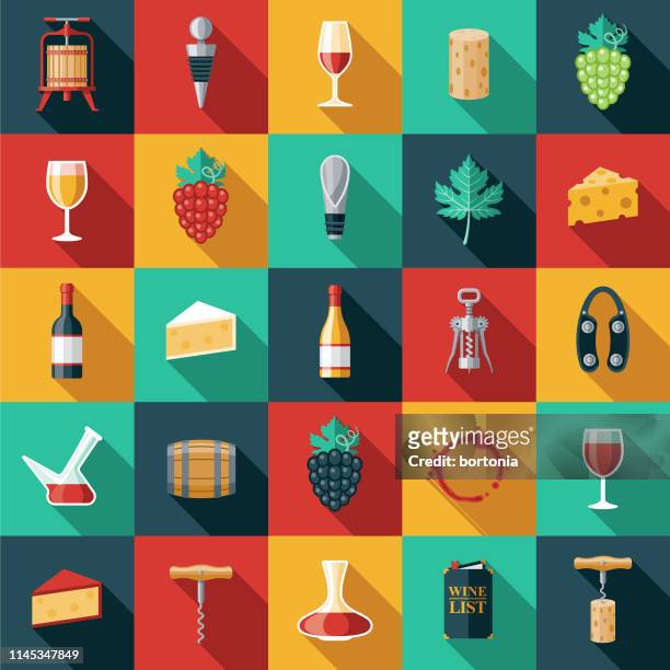 stockillustraties, clipart, cartoons en iconen met wijn icon set - wine bottle