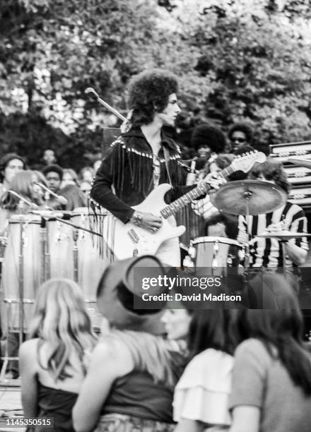 Guitarist Neal Schon appears with the rock group Santana at an impromptu concert on May 23, 1971 in Frost Amphitheater at Stanford University in Palo...