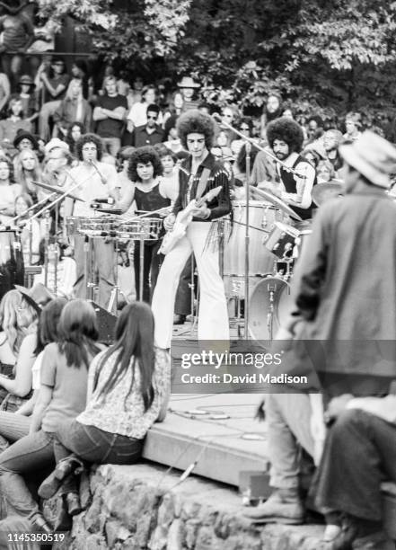 Guitarist Neal Schon appears with the rock group Santana at an impromptu concert on May 23, 1971 in Frost Amphitheater at Stanford University in Palo...