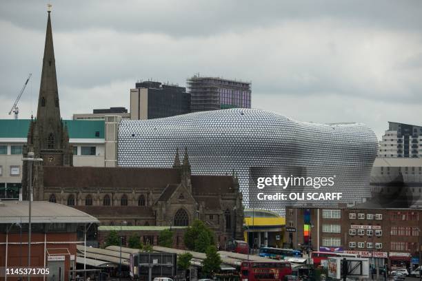 The exterior of the Bullring markets, which has been the site of a market since the middle ages, is pictured in the centre of Birmingham, central...